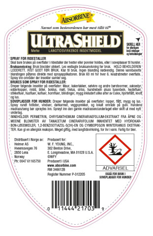 Absorbine Ultra Shield Insektsspray - bakside